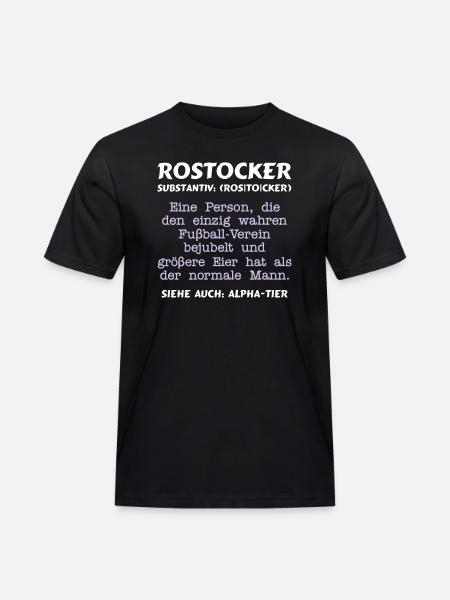 Fußball - Rostocker Substantiv = ALPHATIER - Männer Workwear T-Shirt - Schwarz