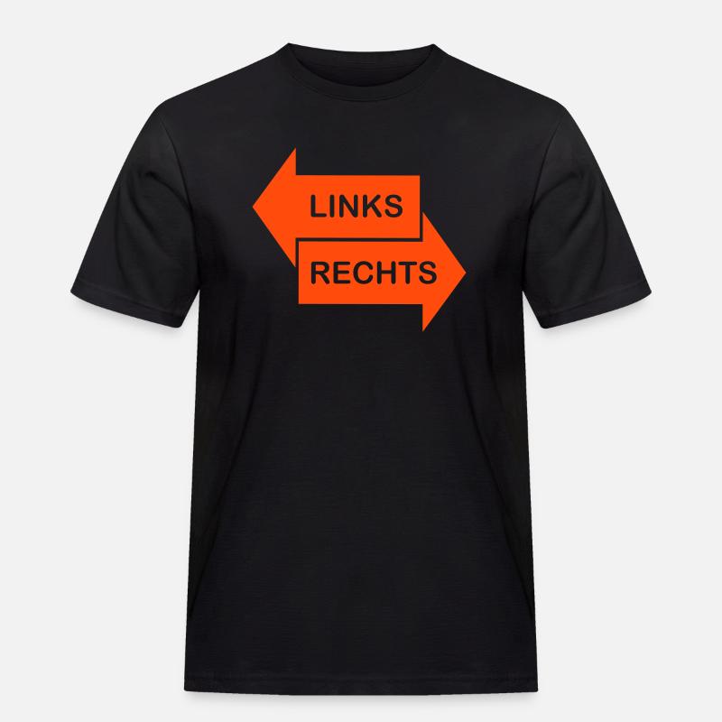Links - Rechts - Männer Workwear T-Shirt - Schwarz