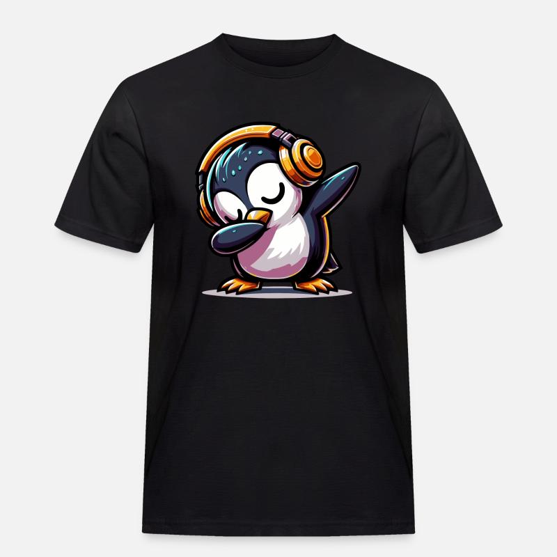 Dabbing Pinguin - Männer Workwear T-Shirt - Schwarz
