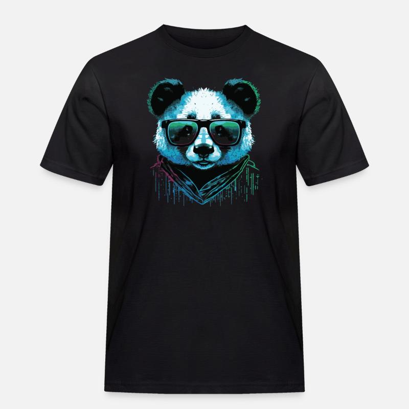 Cool Panda - Männer Workwear T-Shirt - Schwarz