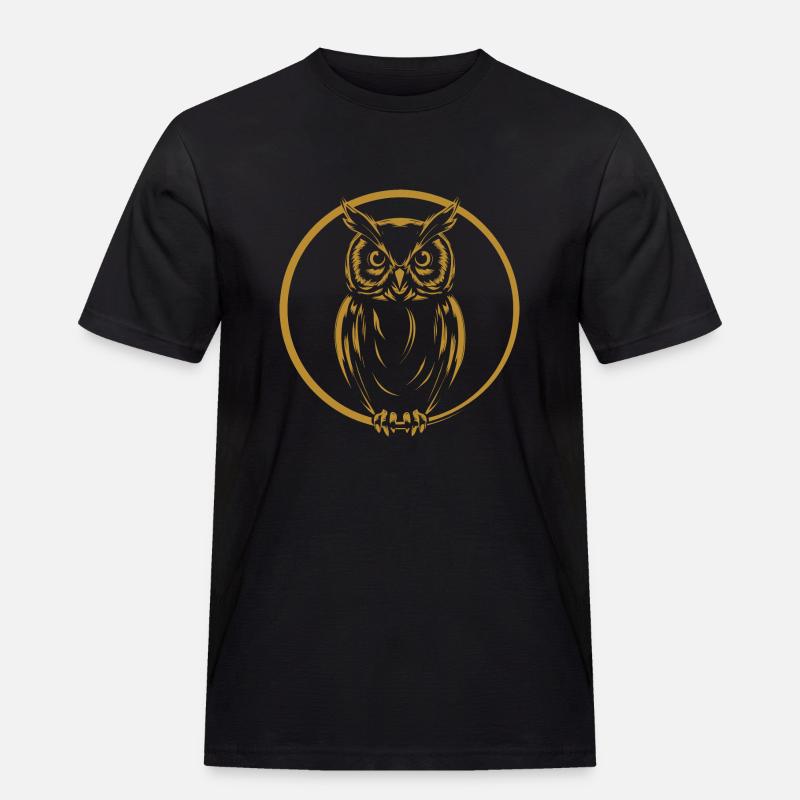Eule grafisch Eulengrafik - Männer Workwear T-Shirt - Schwarz
