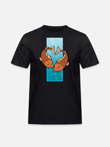 The Pisces-heart - Männer Workwear T-Shirt - Schwarz