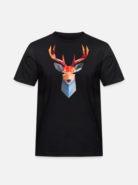 Deer Deer Head Low Poly Logo Design - Men's Workwear T-Shirt - black