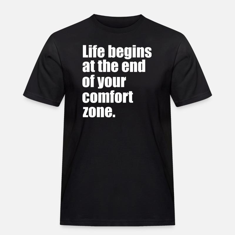 Das Leben beginnt Zitat - Männer Workwear T-Shirt - Schwarz