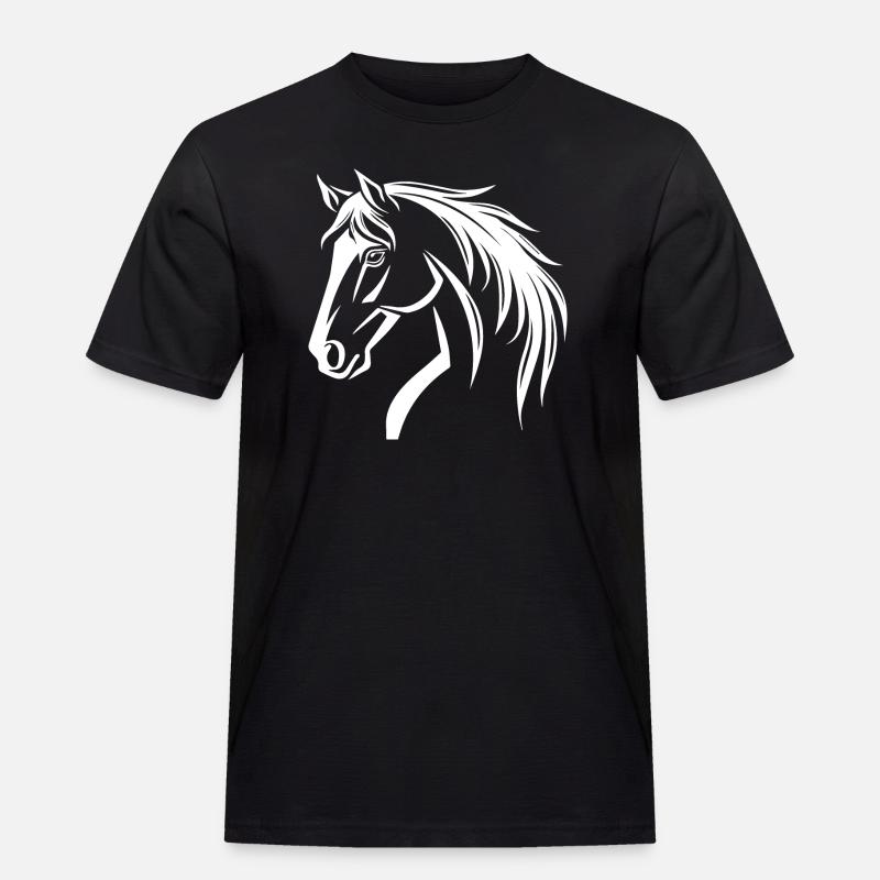 Pferd - Männer Workwear T-Shirt - Schwarz