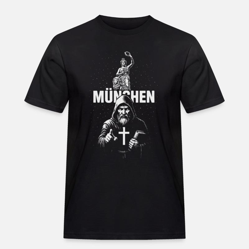 Mönch von München - Männer Workwear T-Shirt - Schwarz