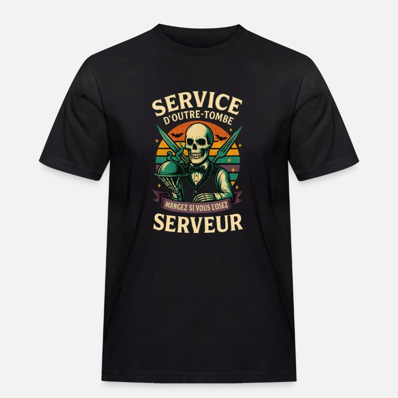 Restaurant-Server - Halloween-Skelett - Männer Workwear T-Shirt - Schwarz