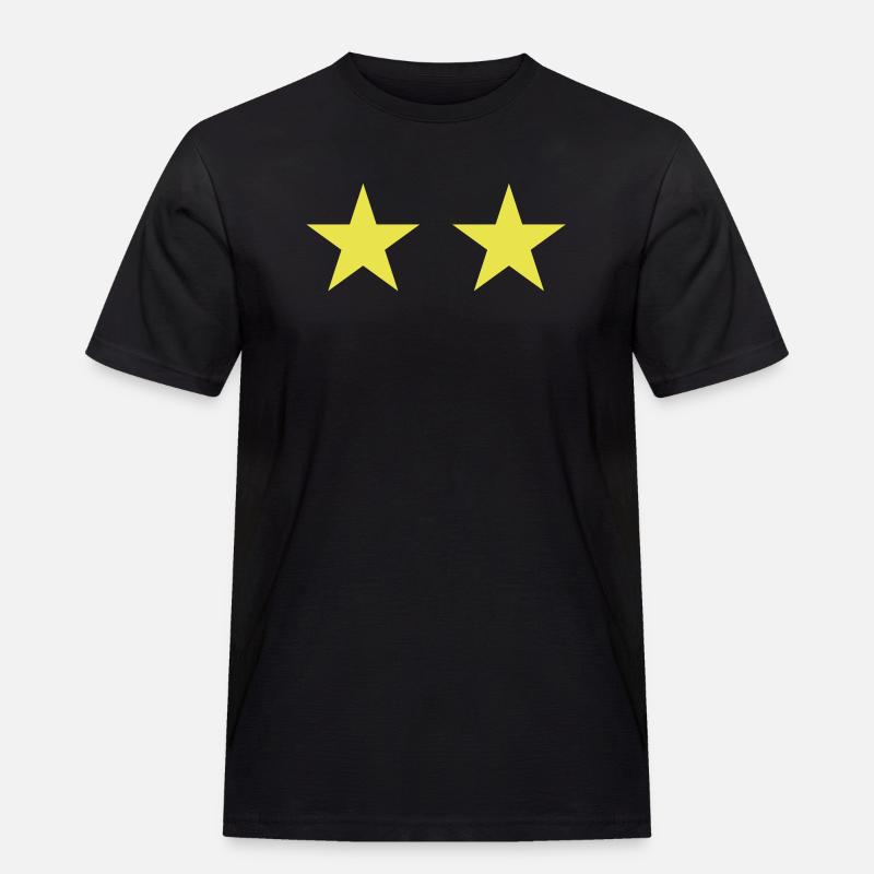 2 Sterne - Männer Workwear T-Shirt - Schwarz