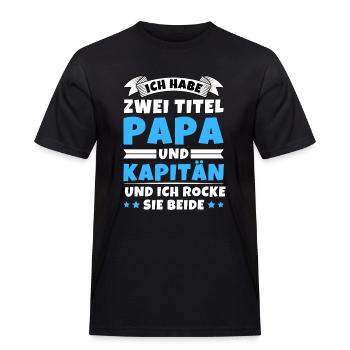 Ich habe 2 Titel Papa und Kapitän - Männer Workwear T-Shirt - Schwarz - Vorne - AI Model Male 178 light (178cm)