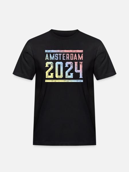 Amsterdam 2024 Bunt - Männer Workwear T-Shirt - Schwarz