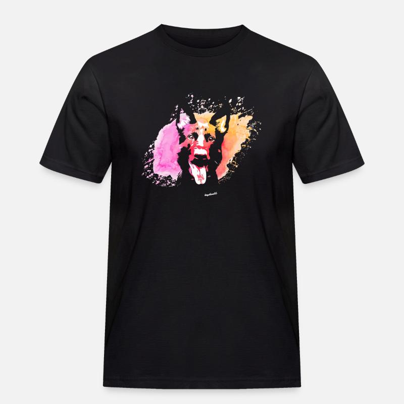Schäferhund Farbklecks - Männer Workwear T-Shirt - Schwarz