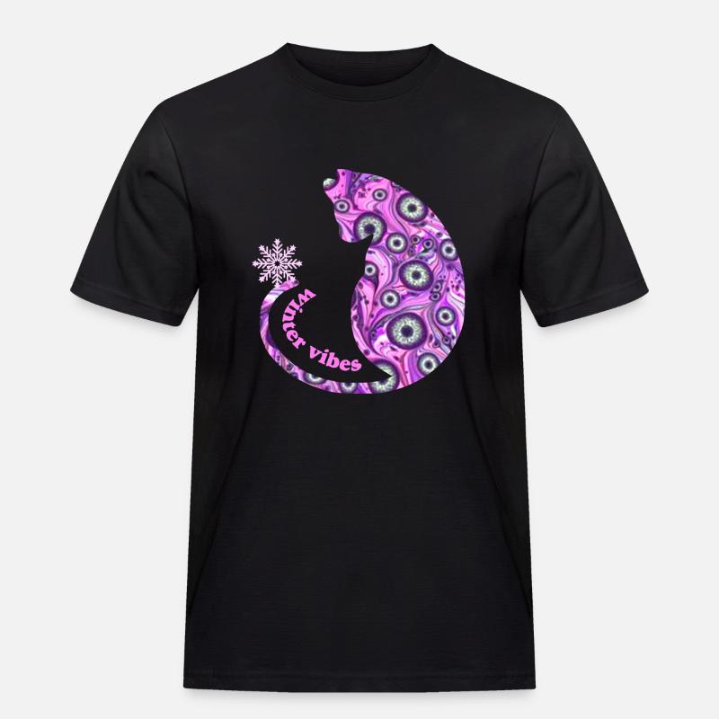 Cat with snowflake E 6 - Men's Workwear T-Shirt - black