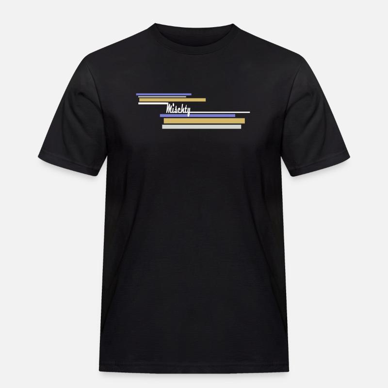 Mischty Longstripe White - Männer Workwear T-Shirt - Schwarz