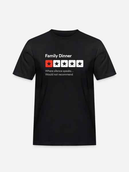 Family Dinner, Where silence speaks… Fun review - Men's Workwear T-Shirt - black