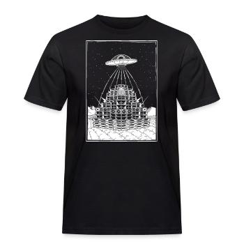 Rave Party Alien UFO Soundsystem - Männer Workwear T-Shirt - Schwarz - Vorne - AI Model Male 178 light (178cm)