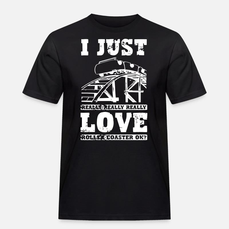 I Love Roller Coaster - Männer Workwear T-Shirt - Schwarz