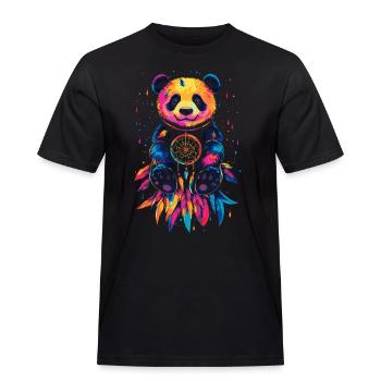 Bunter Panda mit Traumfänger - Männer Workwear T-Shirt - Schwarz - Vorne - AI Model Male 178 light (178cm)
