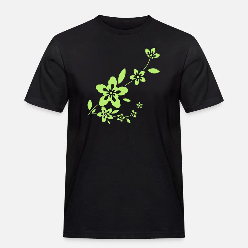 Blume - Männer Workwear T-Shirt - Schwarz