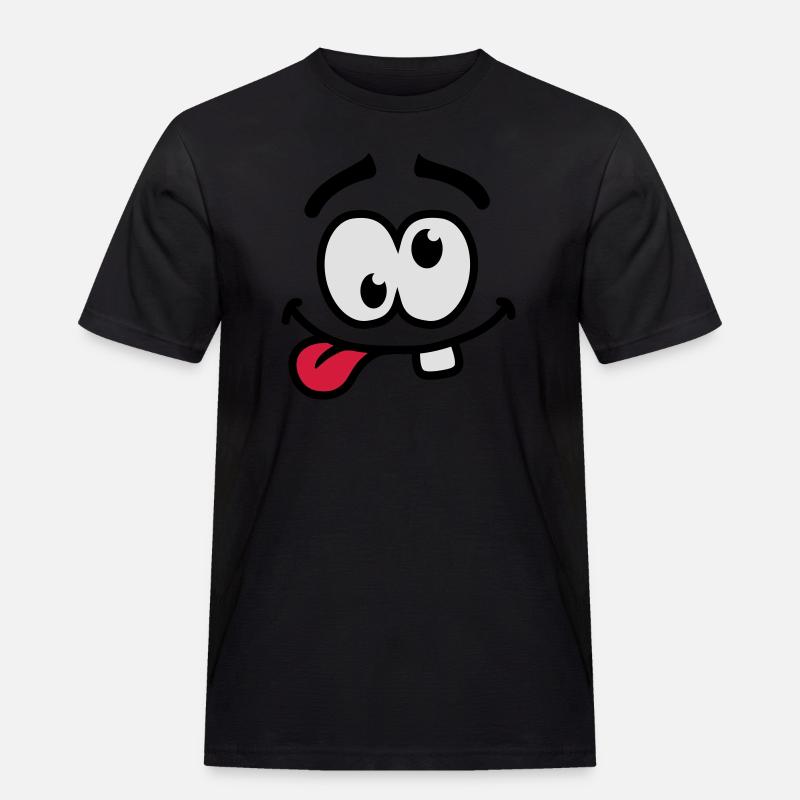 Crazy Smiley Face - Männer Workwear T-Shirt - Schwarz