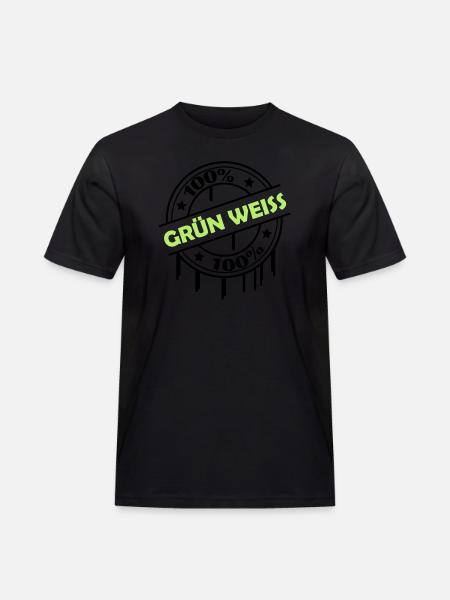 100_gruen_weiss - Männer Workwear T-Shirt - Schwarz