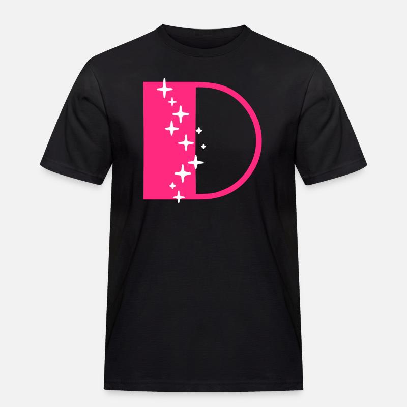 Buchstabe D Glitzer - Männer Workwear T-Shirt - Schwarz