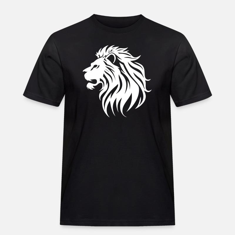 Löwe - Männer Workwear T-Shirt - Schwarz