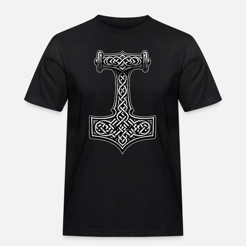 Mjölnir Wikinger Knotensymbol - Männer Workwear T-Shirt - Schwarz