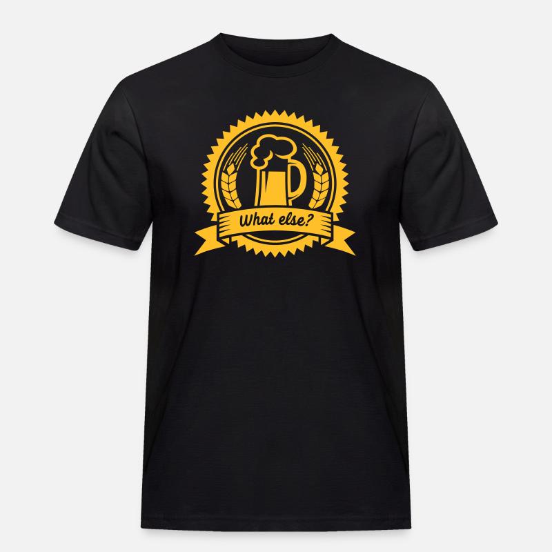 Bier - what else? (badge) - Männer Workwear T-Shirt - Schwarz