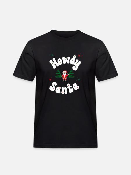 Howdy Santa Weihnachtsoutfit - Männer Workwear T-Shirt - Schwarz