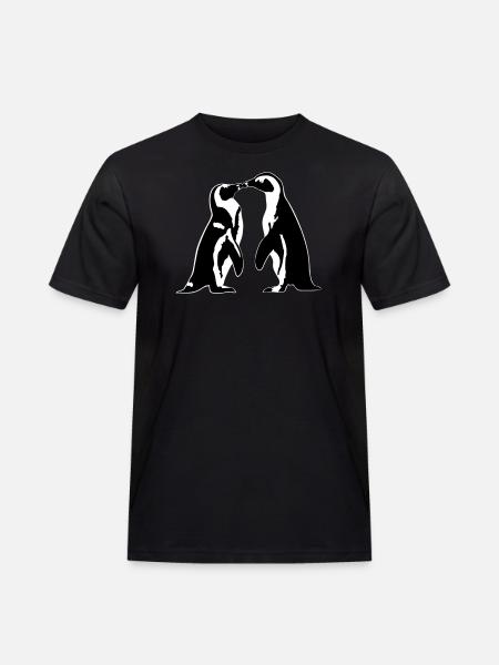 Verliebte Pinguine - Männer Workwear T-Shirt - Schwarz
