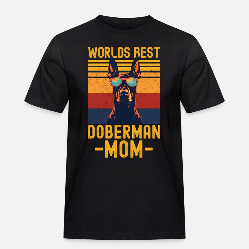 Dobermann mit sonnenbrille retro - Männer Workwear T-Shirt - Schwarz