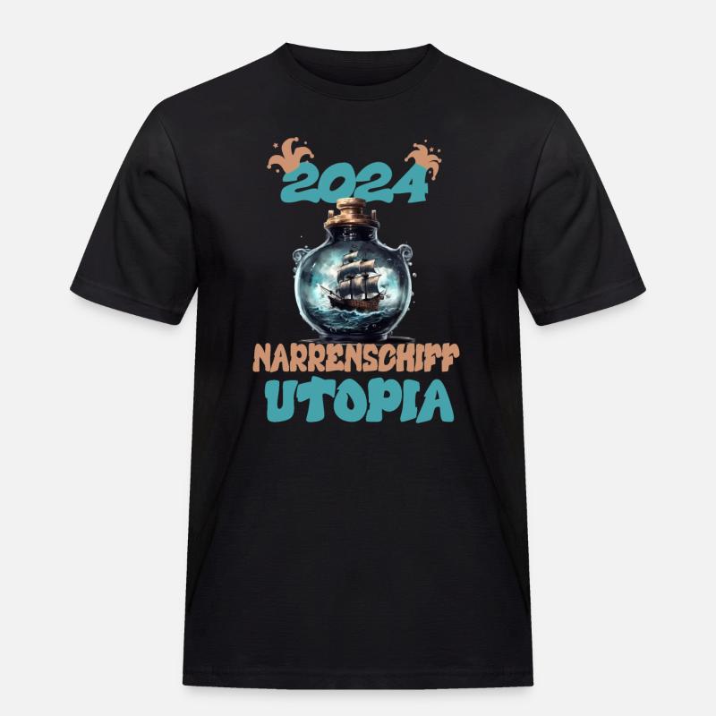 2024, Narrenschiff Utopia - Männer Workwear T-Shirt - Schwarz