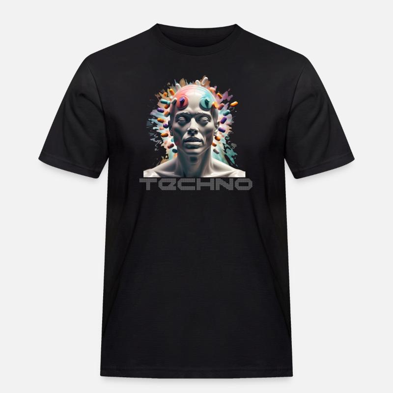 Techno Drogen Geschenk Geschenkidee - Männer Workwear T-Shirt - Schwarz