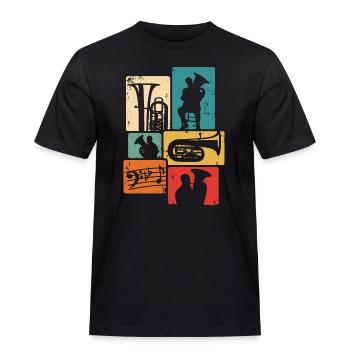 Tubist Retro Tuba Orchester Musiker Blasmusik - Männer Workwear T-Shirt - Schwarz - Vorne - AI Model Male 178 light (178cm)