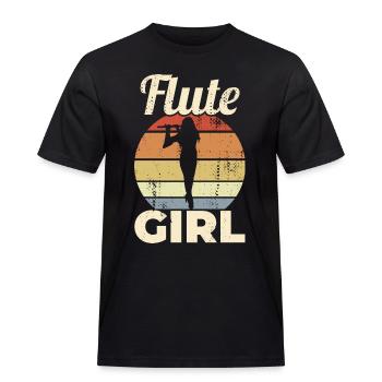 Lustiges Flöten Mädchen - Männer Workwear T-Shirt - Schwarz - Vorne - AI Model Male 178 light (178cm)