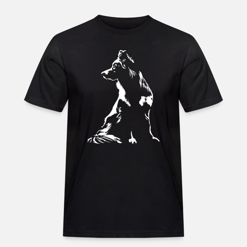 Australian Shepherd Silhouette Aussie Wilsigns - Männer Workwear T-Shirt - Schwarz