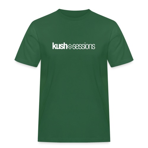 KushSessions (white logo) - Mannen Workwear T-shirt
