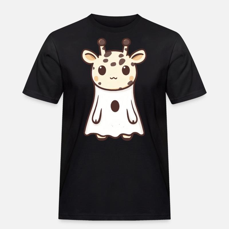 Giraffe Halloween Comic Geist - Männer Workwear T-Shirt - Schwarz
