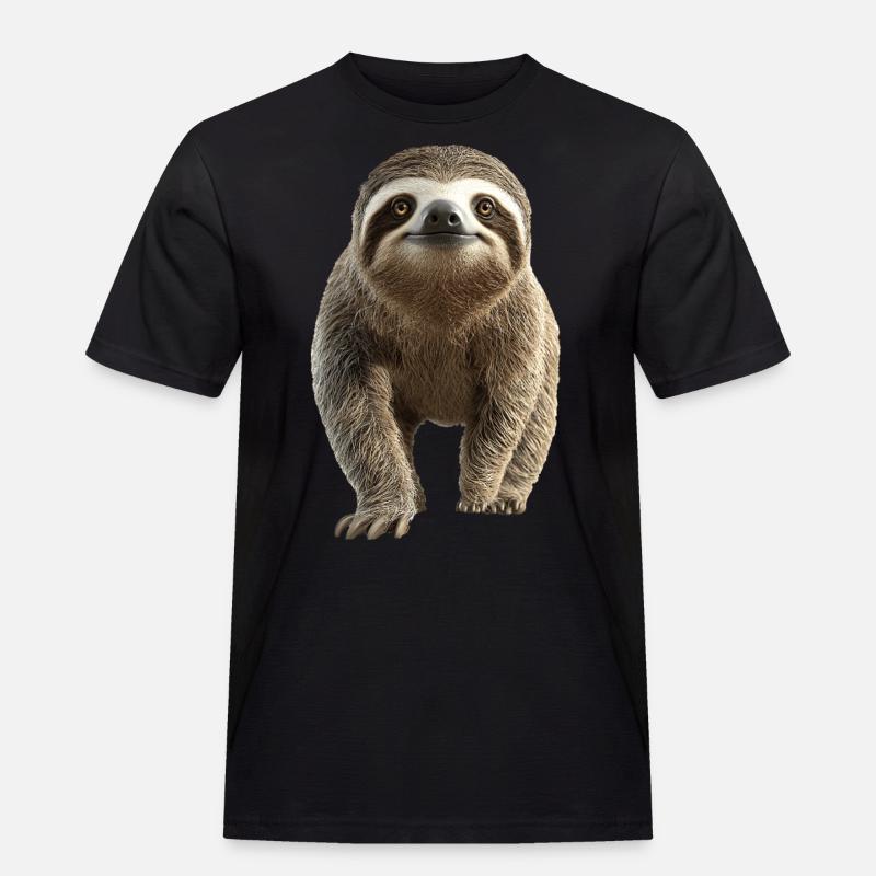 Faultier - Männer Workwear T-Shirt - Schwarz