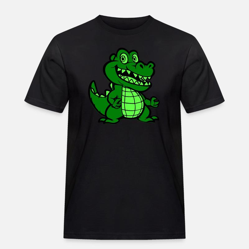 Krokodil Comic - Männer Workwear T-Shirt - Schwarz