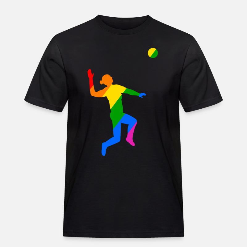 Regenbogen Sprung beim Volleyball - Männer Workwear T-Shirt - Schwarz