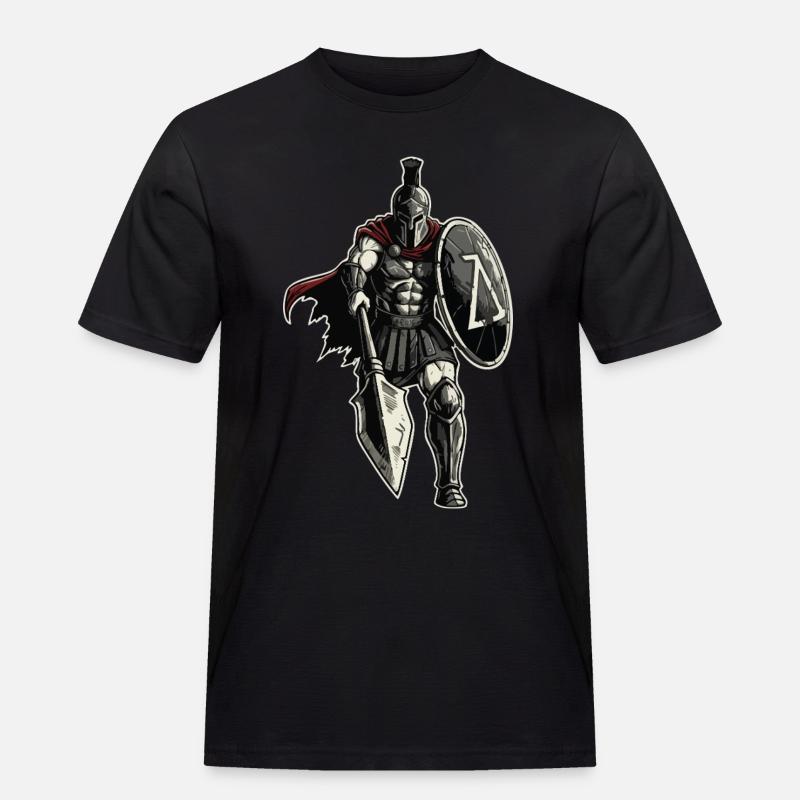 Veteran Spartan Combat Spear Shield Maskottchen - Männer Workwear T-Shirt - Schwarz