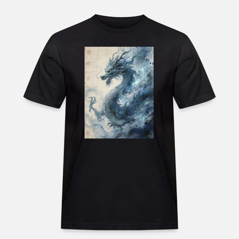 Die Sternennacht: Blauer Drache – Aether - Männer Workwear T-Shirt - Schwarz