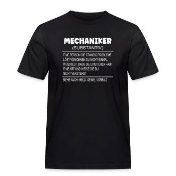 Wörterbuch Erklärung MECHANIKER Held Genie Vorbild - Männer Workwear T-Shirt - Schwarz - Vorne - AI Model Male 178 light (178cm)
