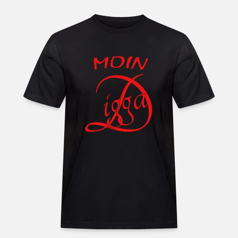 Moin Digga - Männer Workwear T-Shirt - Schwarz