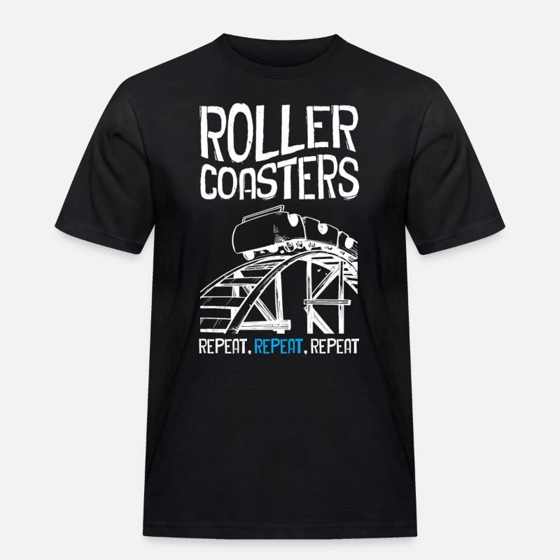 Roller Coaster Repeat - Männer Workwear T-Shirt - Schwarz