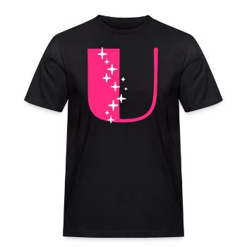 Buchstabe U Glitzer - Männer Workwear T-Shirt - Schwarz - Vorne - AI Model Male 178 light (178cm)