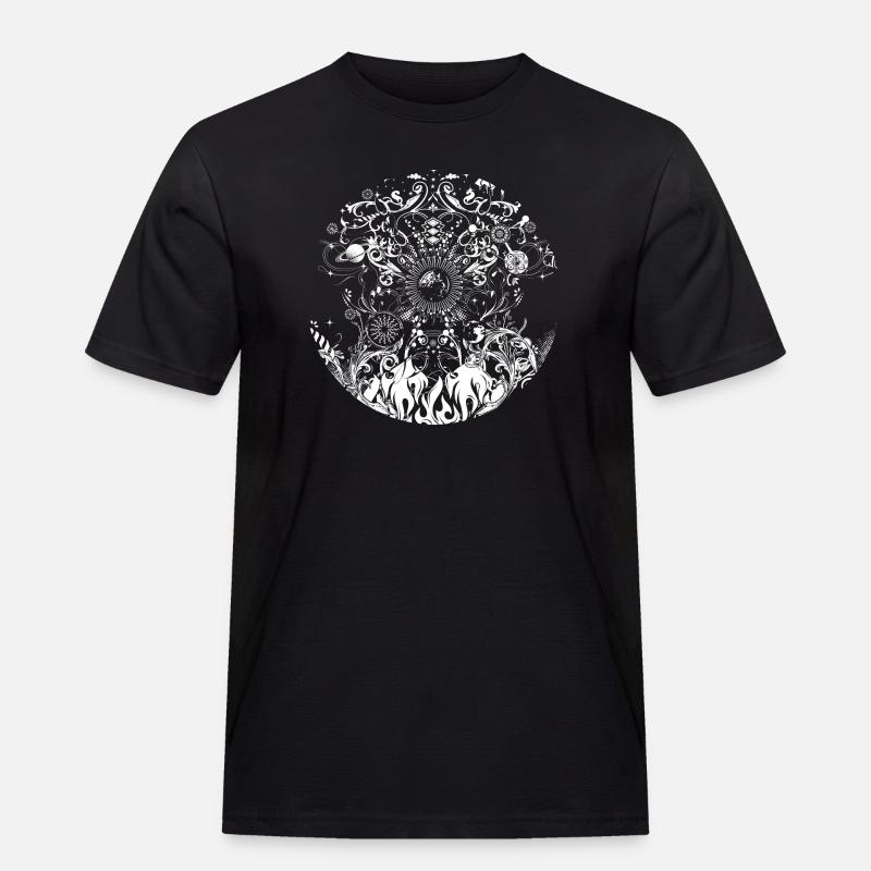 Die vier Elemente - Männer Workwear T-Shirt - Schwarz