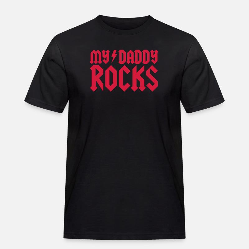 My daddy rocks - Männer Workwear T-Shirt - Schwarz