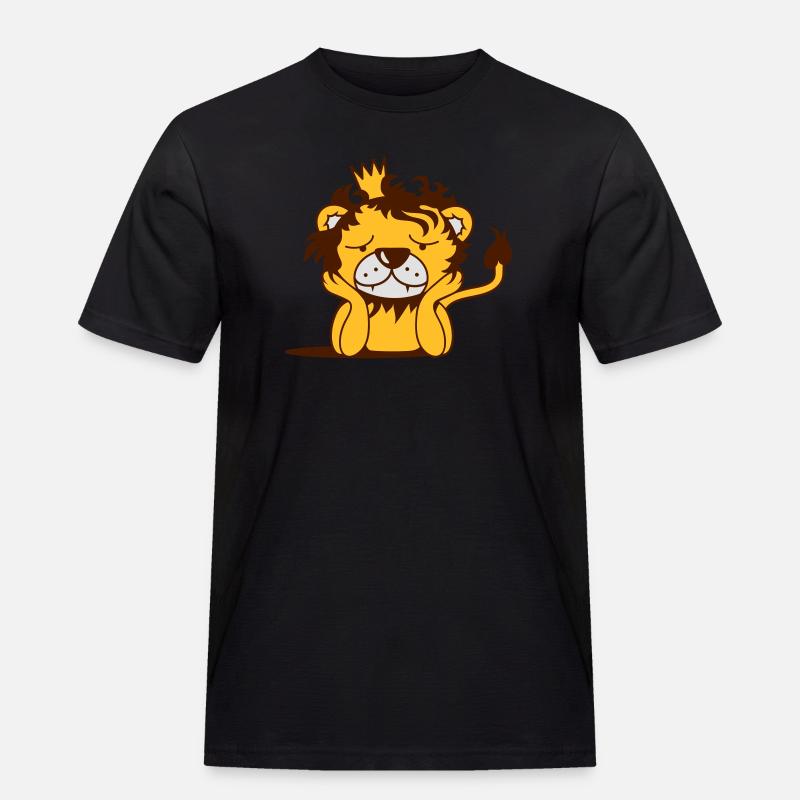 melancholischer Löwe mit Krone - Männer Workwear T-Shirt - Schwarz
